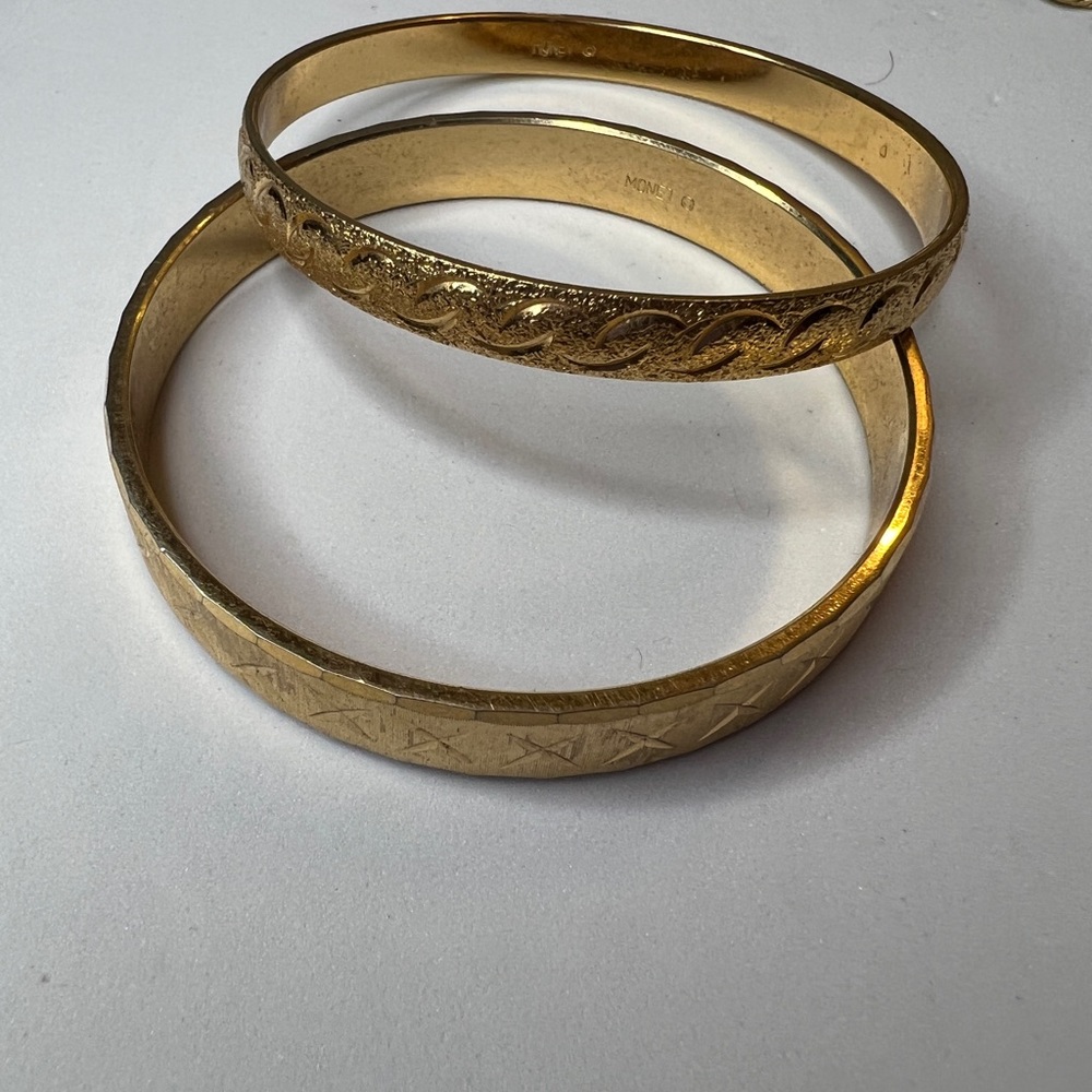2 Monet Signed gold tone bracelets